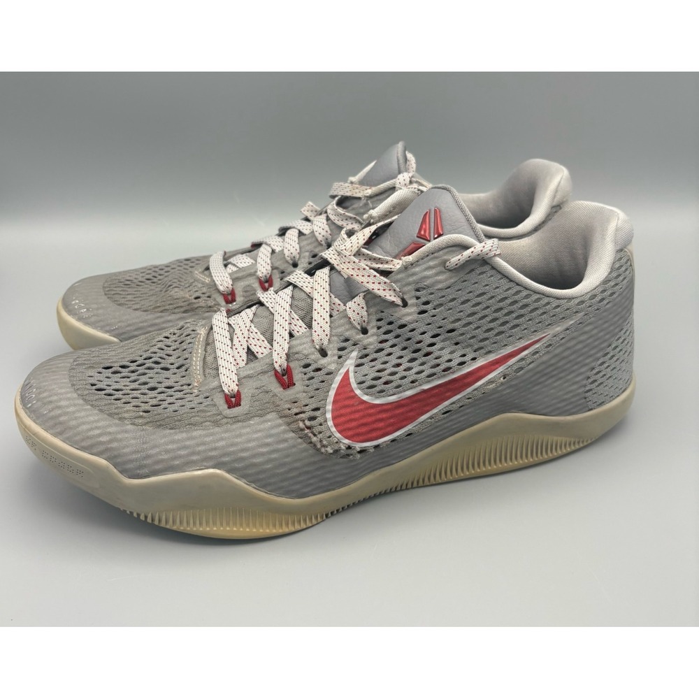 Nike Kobe 11 Lower Merion Basketball Shoes Size 11 Grey/Red 836183-006 *Read